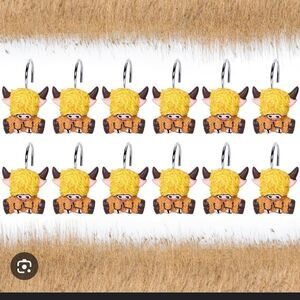 12Pcs Highland Cow Shower Curtain Hooks Cute Decorative Curtain Hanger